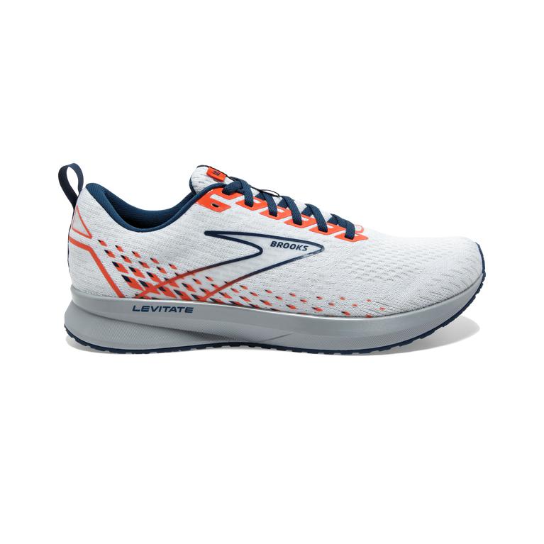 Brooks Men's Levitate 5 Road Running Shoes - White/Titan/Flame (BTML07928)